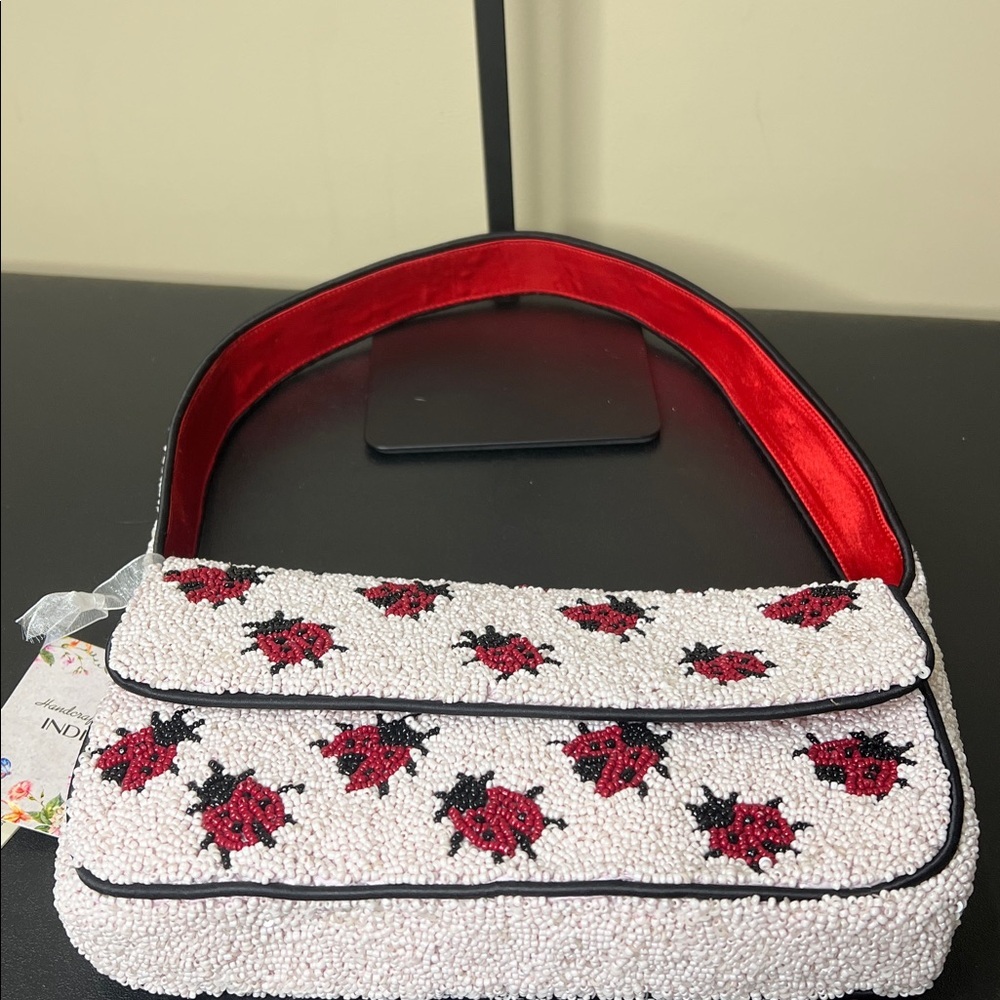 Handcrafted In India | Beaded Ladybug Shoulder Bag π - Picture 8 of 10